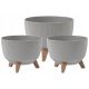  2× Lamela Roma Jumper Eco Wood саксия сива 24x15 cm + Lamela саксия 29 cm x 29 x 18 cm диаметър 29 cm пластмасови нюанси на сиво и сребро