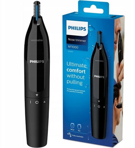  Тример за нос, уши, вежди Philips с батерия, черен