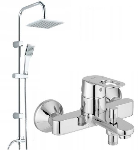 Едноръкохватков смесител за вана Grohe BAULOOP, хром + открит душ комплект Kuchinox Hiro