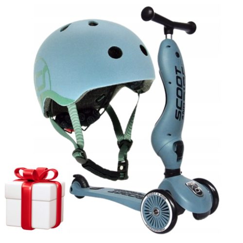  Scoot and Ride Highwaykick 1 2в1 триколесен скутер, син + велосипедна каска Scoot and Ride 96322, XXS
