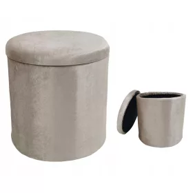    Плаза пуф с място за съхранение Round Velvet J. Beige