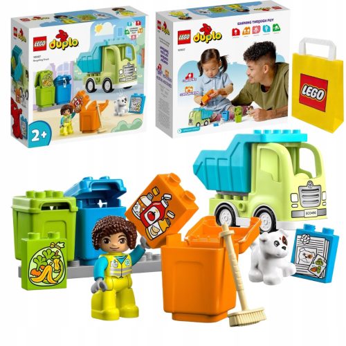  LEGO Duplo 10987 Камион за рециклиране + LEGO Хартиена торба 6315786 Жълт 24x8x18 cm