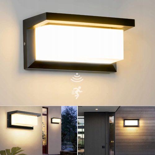  Черна градинска стенна лампа с вграден 18 W LED източник