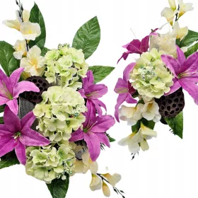   Комплект за Гроб с Ваза и Цветя в Пластмасова Доница - Модел 06WS