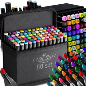    ДВУСТРАННИ МАРКЕРИ ЗА АЛКОХОЛ КОМПЛЕКТ 80 БР + ЧАНТИЧКА