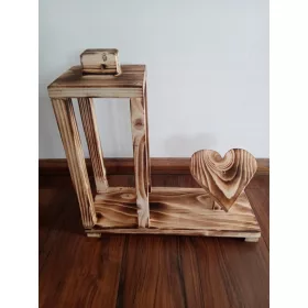  Голям XXL дървен фенер, запален