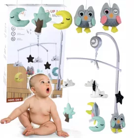    Въртележка за бебешко легло, музикална кутия, бяла