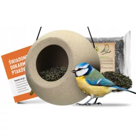    МОДЕРНА ХРАНИЛКА ЗА ПТИЦИ ЗА ЗИМАТА ЛИСИЦА + СЛЪНЧОГЛЕД 1КГ + ВОДАЧ