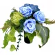 Изкуствен Букет от Рози и Пиони в Синьо и Зелено