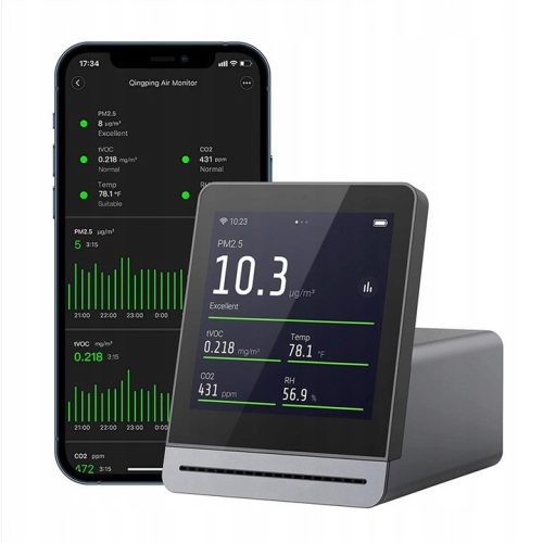 Сензор за интелигентен дом - Сензор за газ Qingping Mi Home, Bluetooth свързаност, WiFi свързаност, дисплей