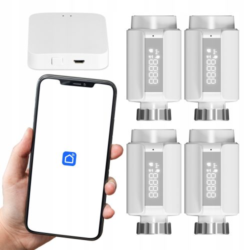 Комплект от 4 x термостатична глава + TUYA Wi-Fi ZigBee gateway