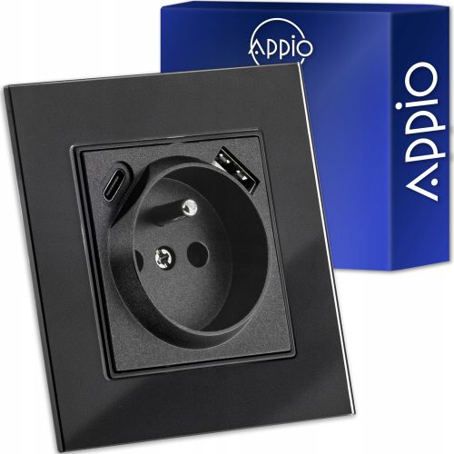Електрически контакт, USB стенен APPIO черен