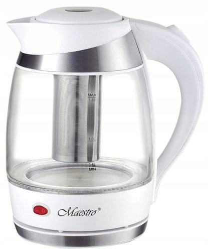  Maestro MR-065 електрическа кана 1.8 l 2200W Стъклена инфузер Бяла