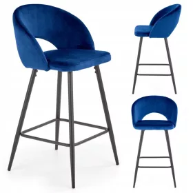    Табуретка Halmar, нюанси на синьото, 89 см, дамаска