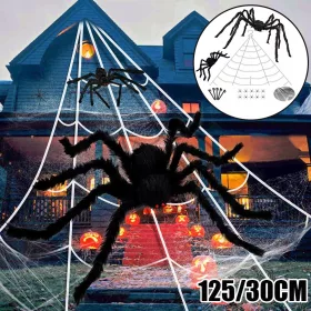    HALLOWEEN МРЕЖА ЗА ПАЯЦИ, ДЕКОРАТИВЕН КОМПЛЕКТ, 125 СМ КОСМАТ ПАЯК