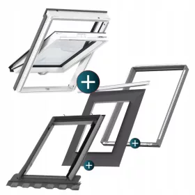   Velux Покривен прозорец 3-стъклен PVC PREMIUM GLU0061B MK06 78x118+фланец BDXBFX