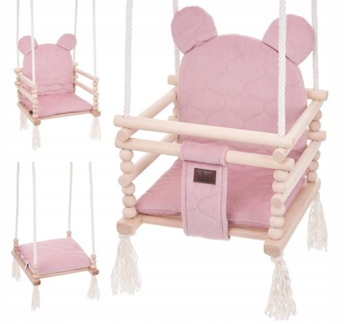 Градинска люлка - Детска люлка Wooden Velvet Teddy Bear 3in1 Dirty Pink