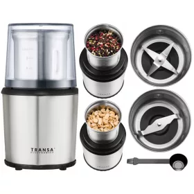    Електрическа мелница Transa Electronics Grind&Chop 300 W, сребристо/сиво