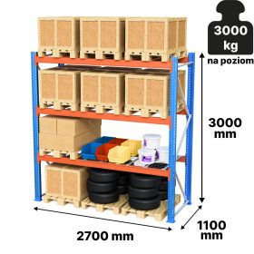   Метален складов рафт 300 х 270 х 110 см