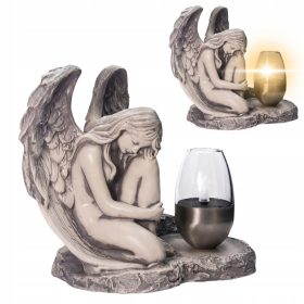   Фигурка на ангел със соларна лампа за гроб или градина