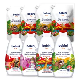    BOBINI FUN Течност за баня за деца 500мл + Течност за пълнене 500мл 4+4
