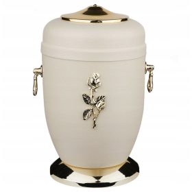   Метална урна за прах с роза, погребална урна, урна за кремация