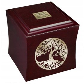   Дървена урна за пепел, дърво на живота, погребална урна за човешка пепел