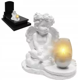   Фигурка на ангел със соларна лампа за градина или гроб