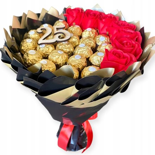 Забавен предмет - Букет Ferrero Подарък Рожден ден Имен ден Годишнина Сватба сапунени рози
