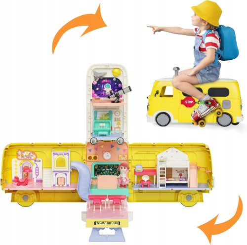  Къща за кукли Joy4kids 2IN1 УЧИЛИЩЕН АВТОБУС