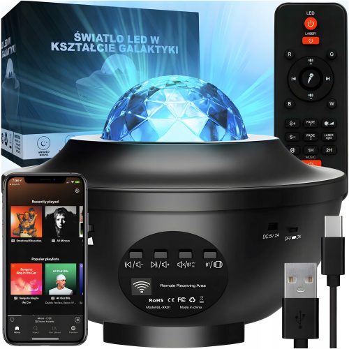  STARS PROJECTOR LED нощна лампа черна Bluetooth