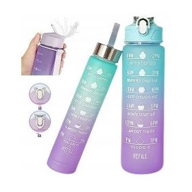    2x БУТИЛКА ЗА ВОДА GYM SCHOOL МОТИВАЦИОННА МЕРИТЕЛНА БУТИЛКА 2бр. 600+ 300ML