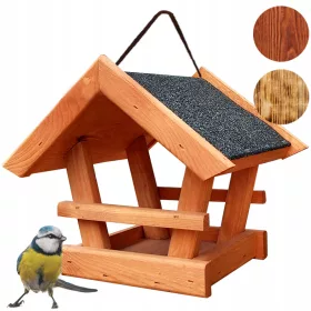   Хранилки за птици - ХРАНИЛКА ЗА ПТИЦИ, ГОЛЯМ ДЪРВЕН СИНИКЕР, Окачване - Навес Дървена къщичка