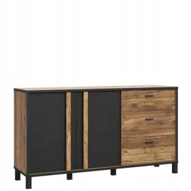    Скрин Forte HAYATO 154,5 x 42 x 85,2 см черен мат