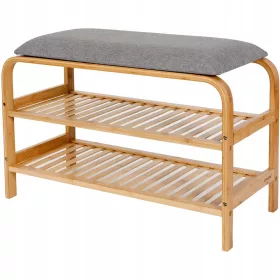    Бамбуков рафт за обувки 69,5x30x45 см Сив
