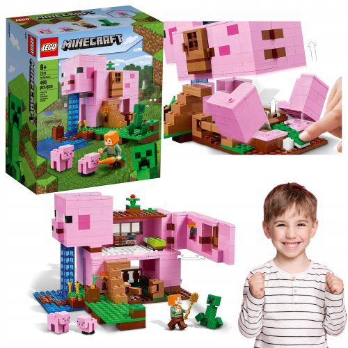  LEGO MINECRAFT КРЕАТИВНА КЪЩА С ФОРМАТА НА СВИНЕ С ФУНКЦИЯ ЗА ЕКСПЛОЗИЯ НОВО