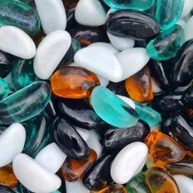    Декоративни камъни MIX COLOR, полирани, малки, 1кг