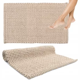   Килим Постелка за баня Мека Абсорбираща За Пране Бежова Boho Плетена 50x80