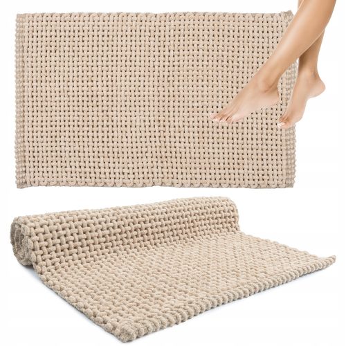 Килим Постелка за баня Мека Абсорбираща За Пране Бежова Boho Плетена 50x80