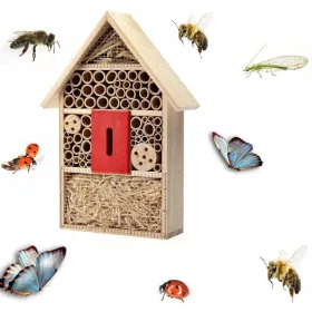   Хранилки за птици - Екологична къщичка за насекоми червени зидарски пчели 40 см