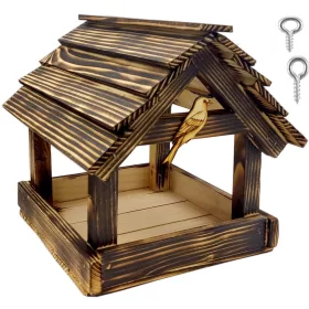    Голяма XXL хранилка за птици, изгорена, здрава, здрава кутия + стоманени куки