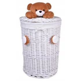    Кош за играчки Gockowiak 42x74x42 см бял, 75 л, ракита