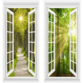   ФОТО СТЕНА ПРОЗОРЕЦ 3D ГОРСКИ ДЪРВЕТА ПРИРОДА 100 X 230cm