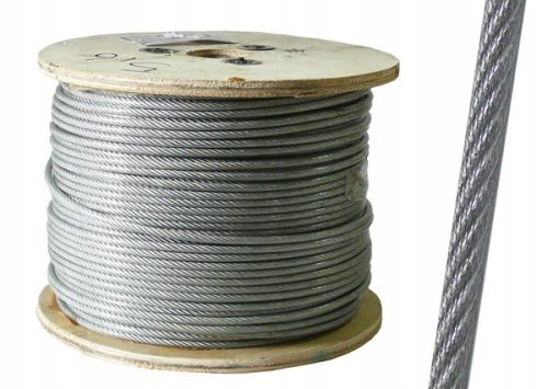 100m въже Стоманен кабел PVC 6mm 6x19+FC поцинкован