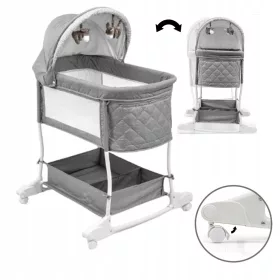    Традиционна люлка Milly Mally 72 x 82,5 см, нюанси на сиво и сребро