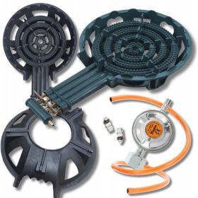   ГОЛЯМА КРЪГЛА ЧУГУНЕНА ПРОФЕСИОНАЛНА ГАЗОВА ТАБУРЕТКА 4 x ГОТВАРСКА ГОРЕЛКА 15kW