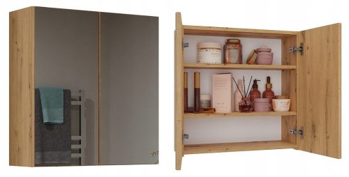 ОКАЧАЩ ШКАФ ЗА БАНЯ С ОГЛЕДАЛО НАД УМИВАЛНИКА POLA 2DL ARTISAN OAK