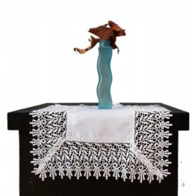   Покривка, пътека - Пътека за маса, бяла, кремава, 150 х 60 см