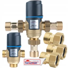   Сферичен кран Afriso 3/4'' 1234310 + 3× Polsrubunek 3/4 инча 3/4x3/4 прав месинг