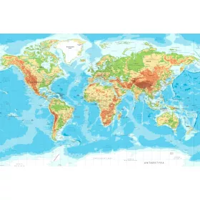   Фототапет КАРТА НА СВЕТА на полски език за стена 180x120 БЕЗПЛАТНА подложка за карта